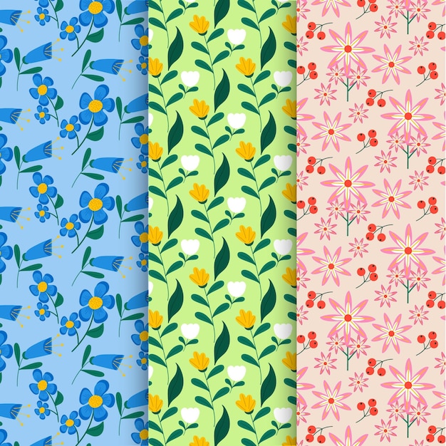 Patrones de flores de diseño plano orgánico