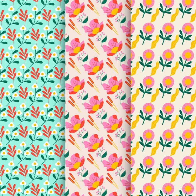 Patrones de flores de diseño plano orgánico