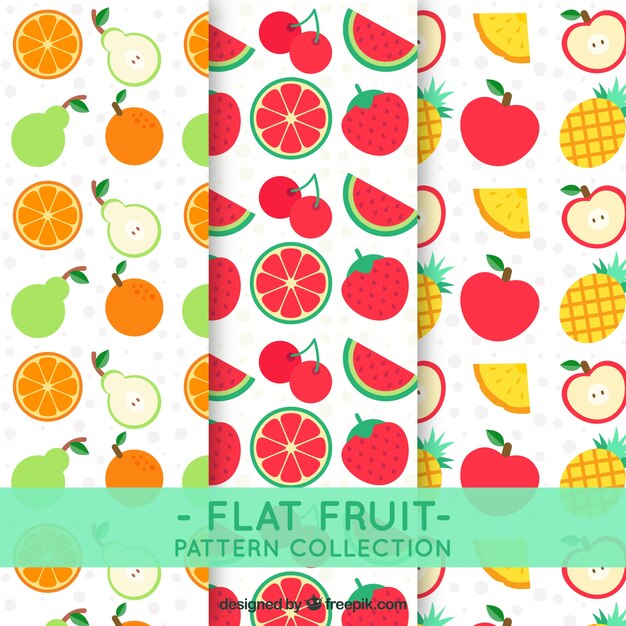Patrones de frutas en diseño plano 