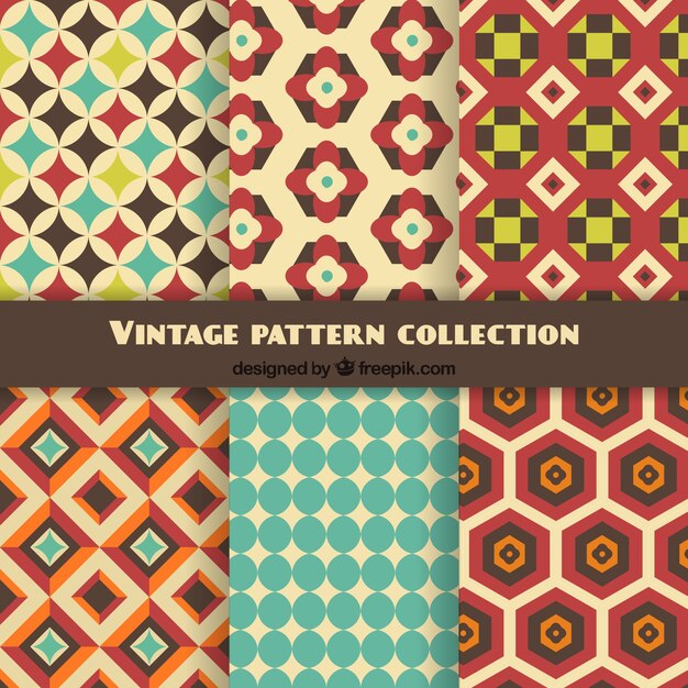 Patrones geométricos de colores vintage