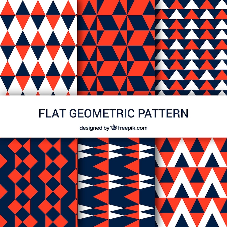 Vector gratuito patrones geométricos de triángulos en tres colores 