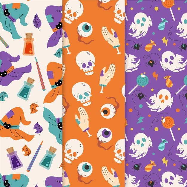 Patrones de halloween dibujados a mano