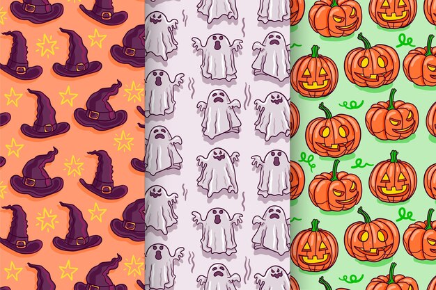 Patrones de halloween dibujados a mano