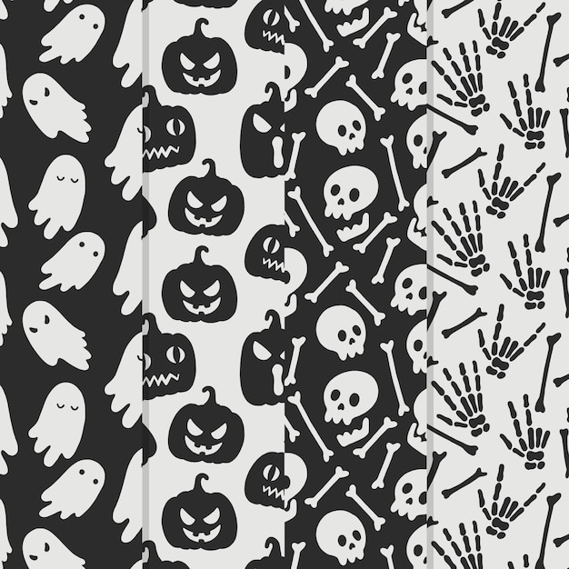 Patrones de halloween de diseño dibujado a mano