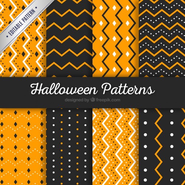 Patrones de halloween rayados y punteados