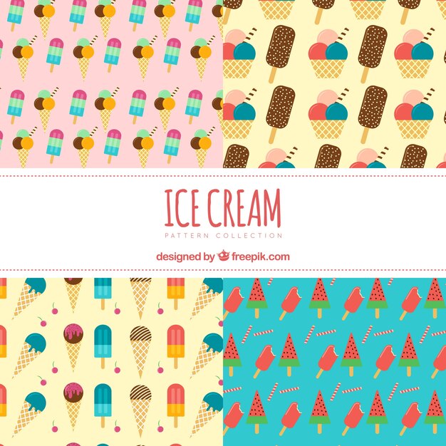 Patrones de helados en diseño plano 