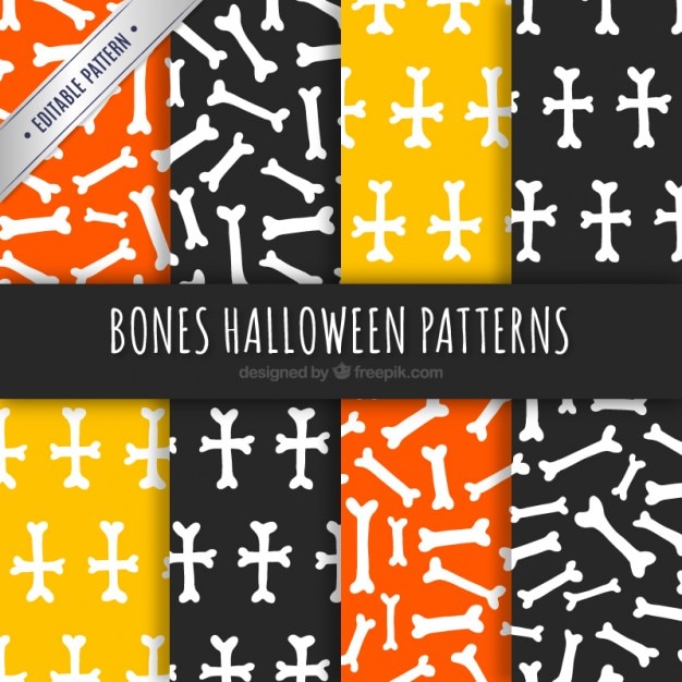 Vector gratuito patrones de huesos de halloween
