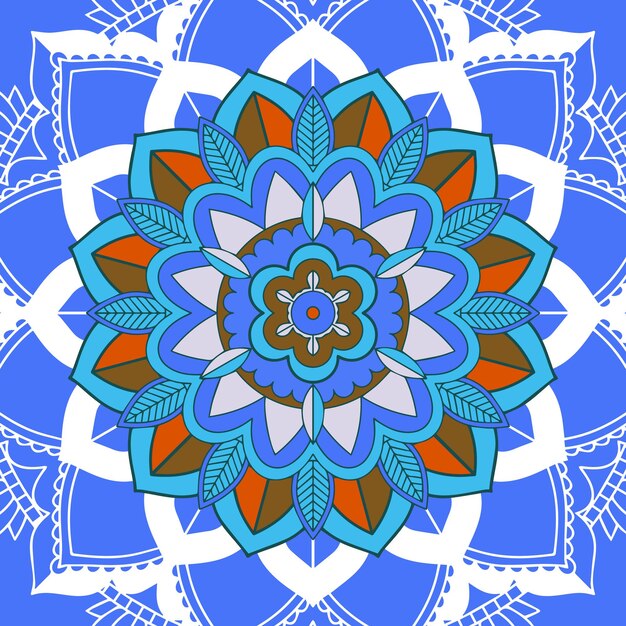 Patrones de mandala sobre fondo azul