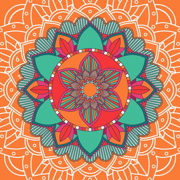 Patrones de mandala sobre fondo naranja