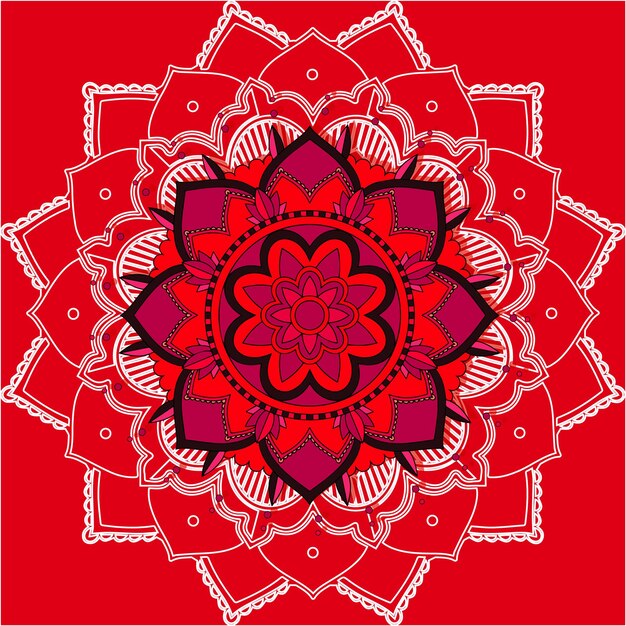 Patrones de mandala sobre fondo rojo