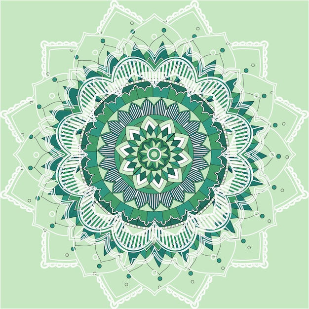 Patrones de mandala sobre fondo verde