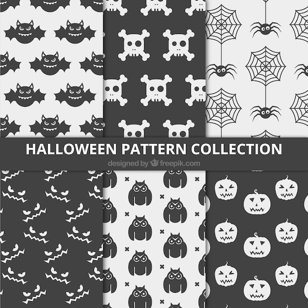 Patrones minimalistas con elementos de halloween