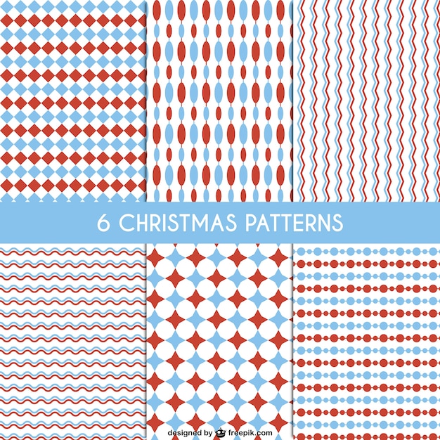 Patrones de Navidad de color rojo y azul