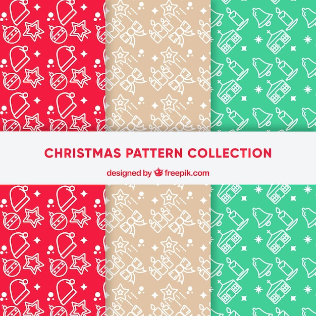 Patrones de navidad rojo, beige y verde