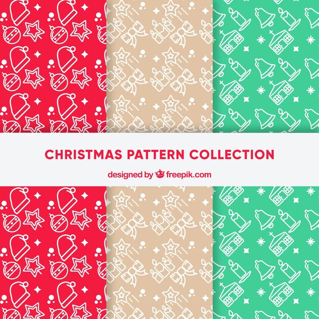 Patrones de navidad rojo, beige y verde