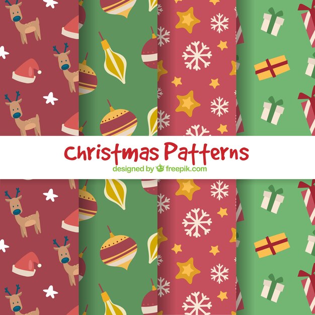 Patrones de navidad en rojo y verde
