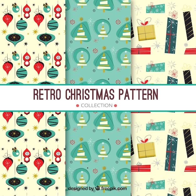 Vector gratuito patrones navideños en estilo retro