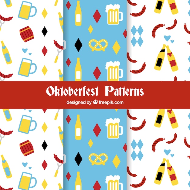 Patrones del oktoberfest con diseño plano