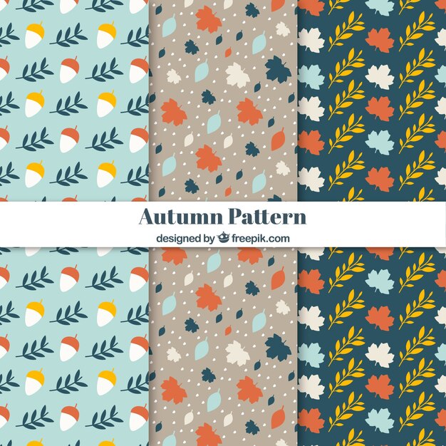 Patrones de otoño modernos con diseño plano