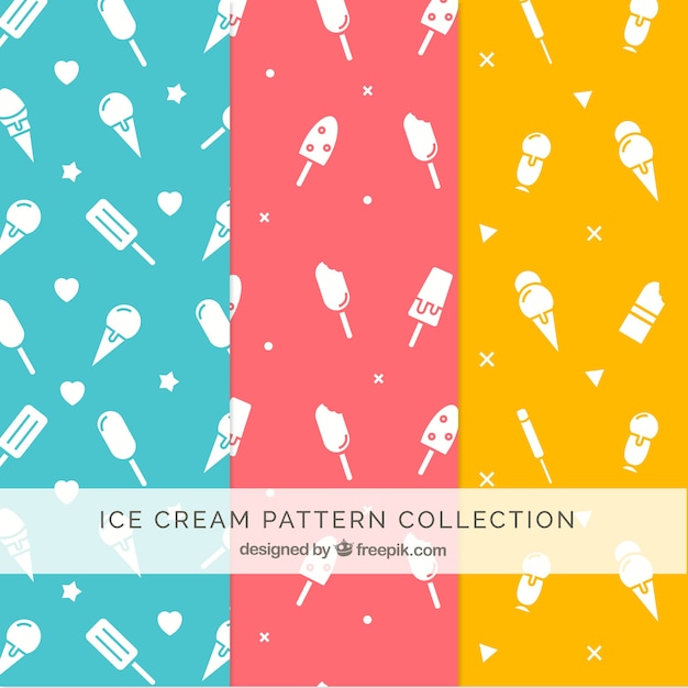 Vector gratuito patrones planos con helados blancos