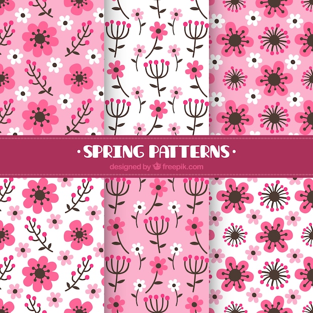 Patrones de primavera en diseño plano