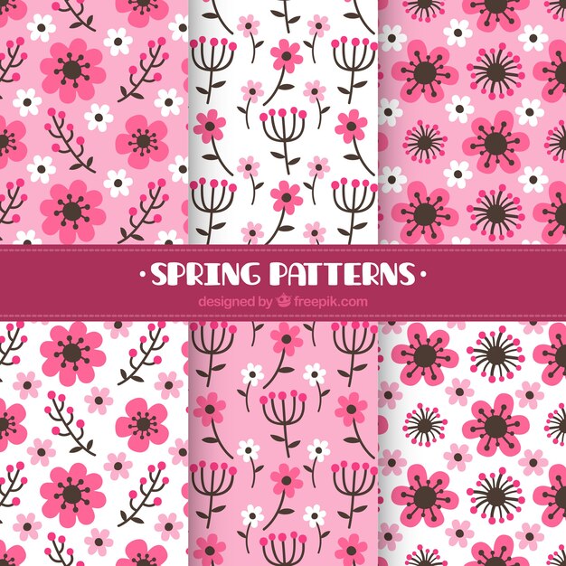 Patrones de primavera en diseño plano
