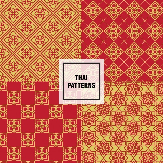 Patrones thai en amarillo y rojo