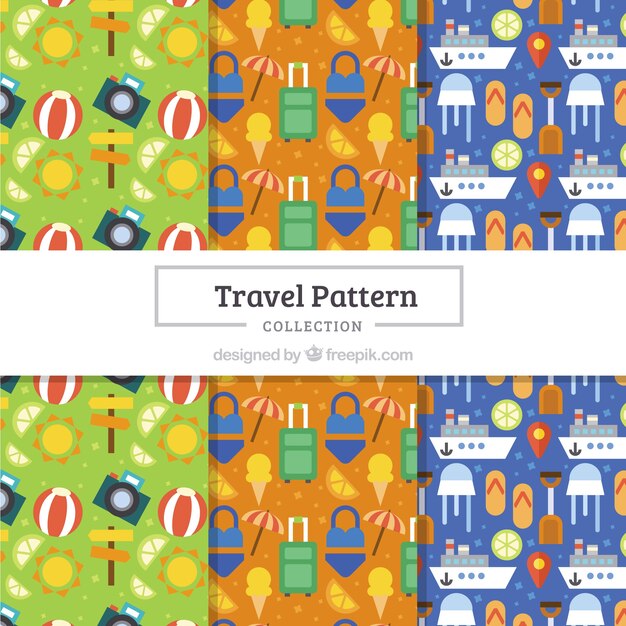 Patrones de viaje en diseño plano 