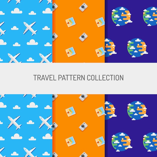 Vector gratuito patrones de viaje en diseño plano