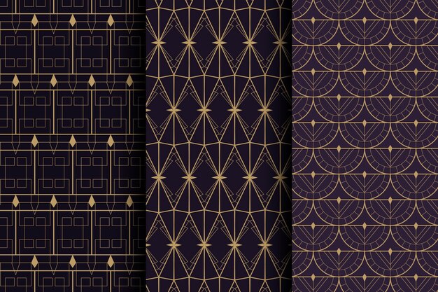 Patrones vintage art deco de diseño plano