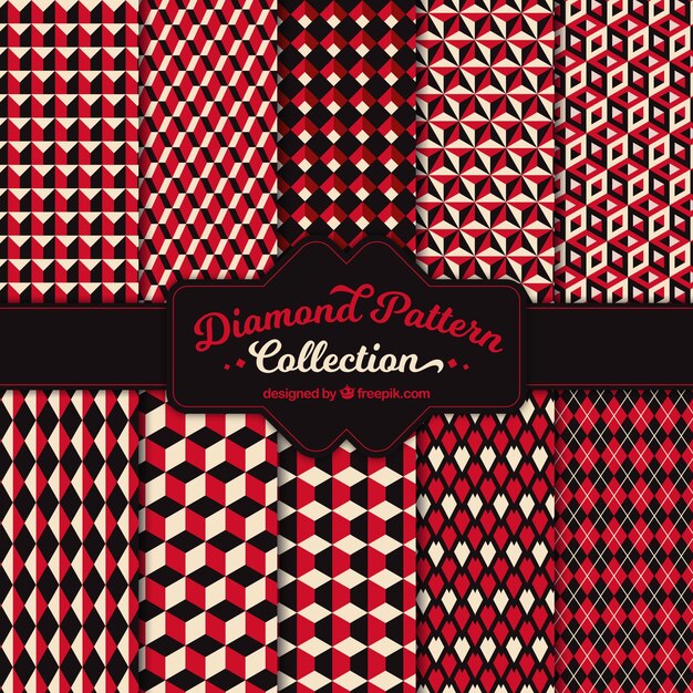 Patrones vintage de formas geométricas rojas 