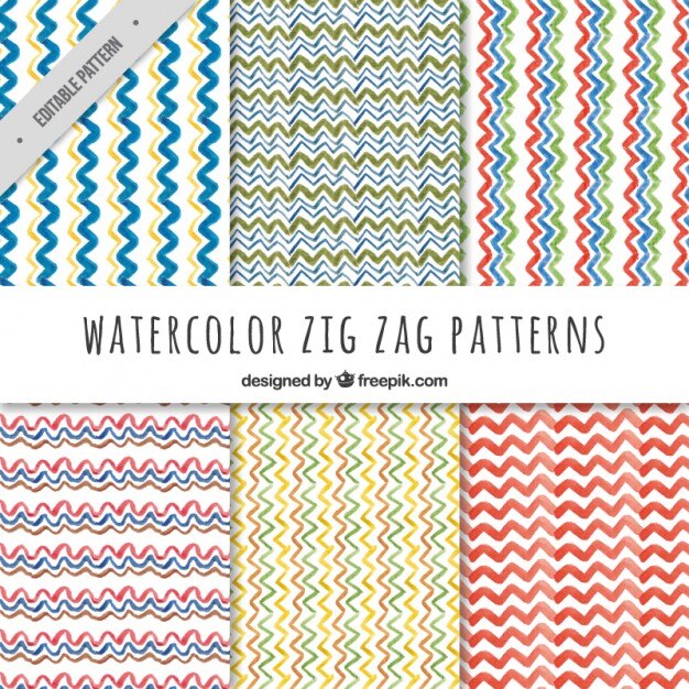 Patrones de zig-zag de acuarela