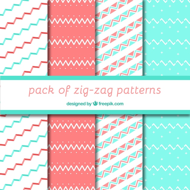 Vector gratuito patrones en zigzag decorativos en colores pastel