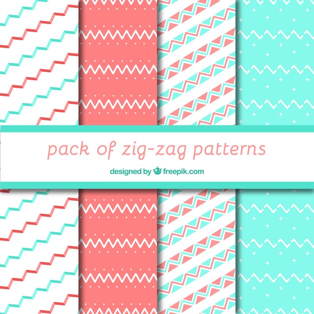 Patrones en zigzag decorativos en colores pastel
