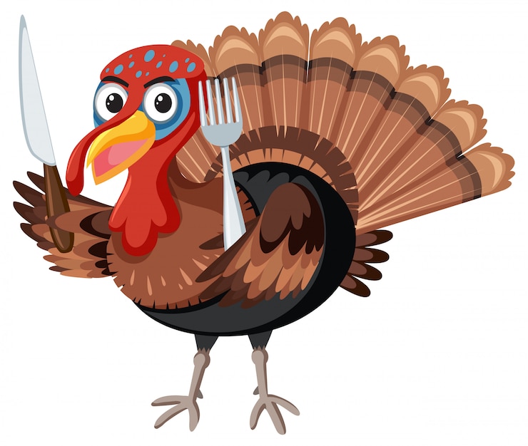 Vector gratuito pavo con cuchillo y tenedor