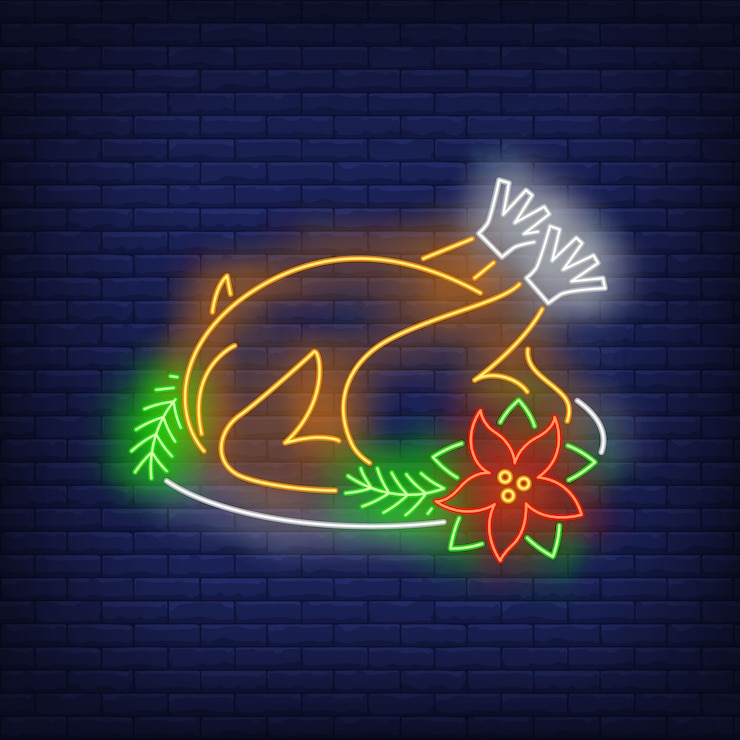 Vector gratuito pavo de navidad en estilo neón