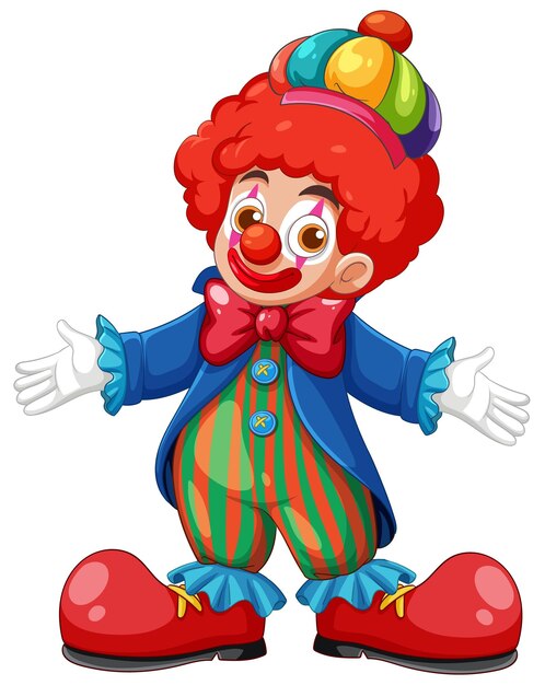 El payaso colorido con el cabello rojo y el traje a rayas