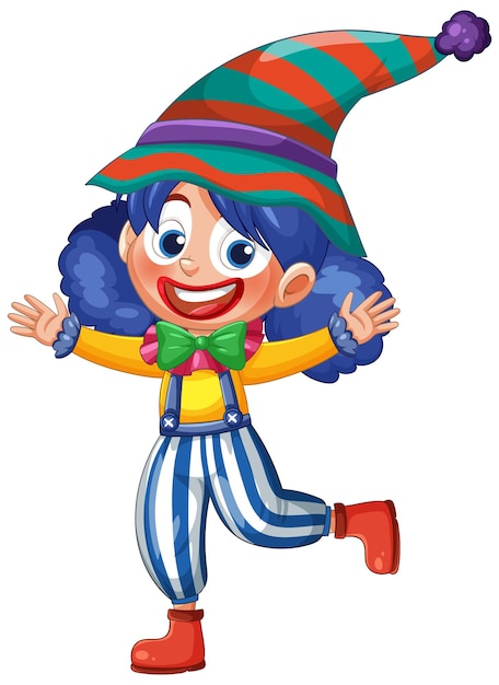 Un payaso colorido con un sombrero a rayas y una expresión alegre