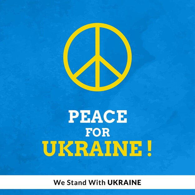 Paz para Ucrania Azul Amarillo Fondo blanco Diseño de redes sociales Banner Vector libre