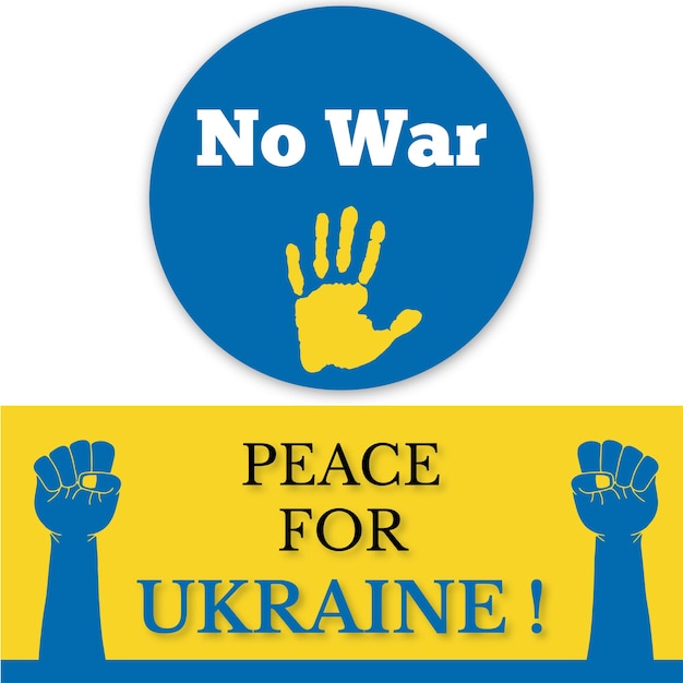 Paz para ucrania azul amarillo fondo blanco diseño de redes sociales banner vector libre