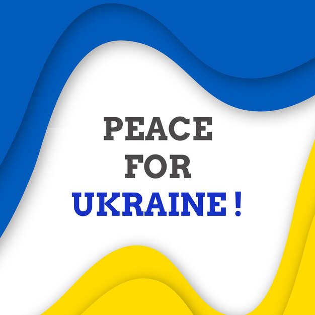 Paz para Ucrania Azul Amarillo Fondo blanco Diseño de redes sociales Banner Vector libre