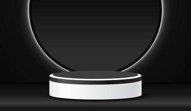 pedestal de podio para la exhibición de productos con fondo negro