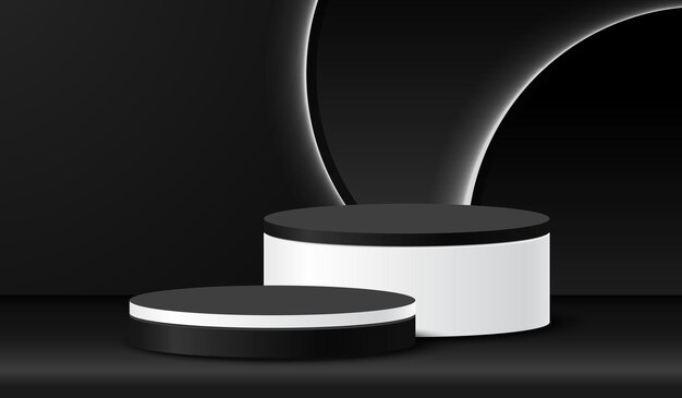 pedestal de podio para la exhibición de productos con fondo negro
