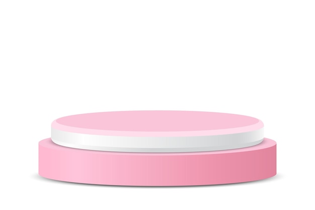 Vector gratuito pedestal redondo de podio rosado y blanco 3d para mostrar premios de presentaciones de productos