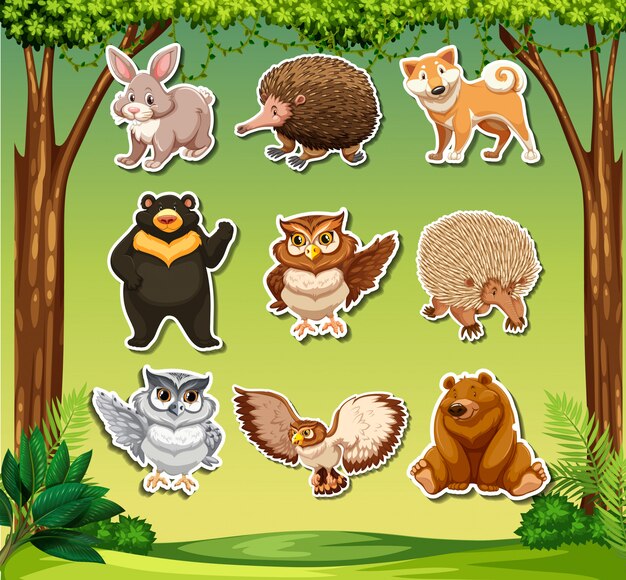 Pegatina animal salvaje tehmplate