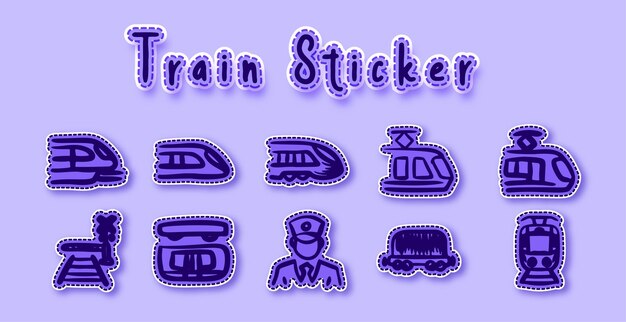 pegatina del arte del doodle del tren