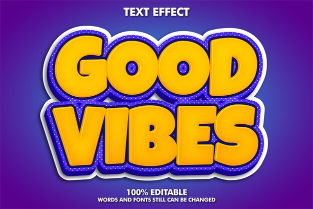 Pegatina de buenas vibraciones, efecto de texto retro moderno