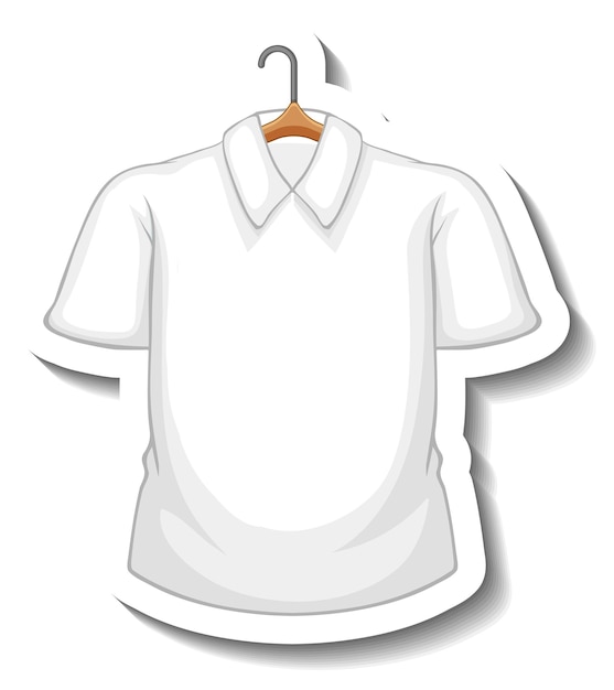 Vector gratuito pegatina camisa blanca en estilo de dibujos animados