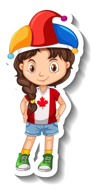Pegatina Chica canadiense con sombrero de bufón