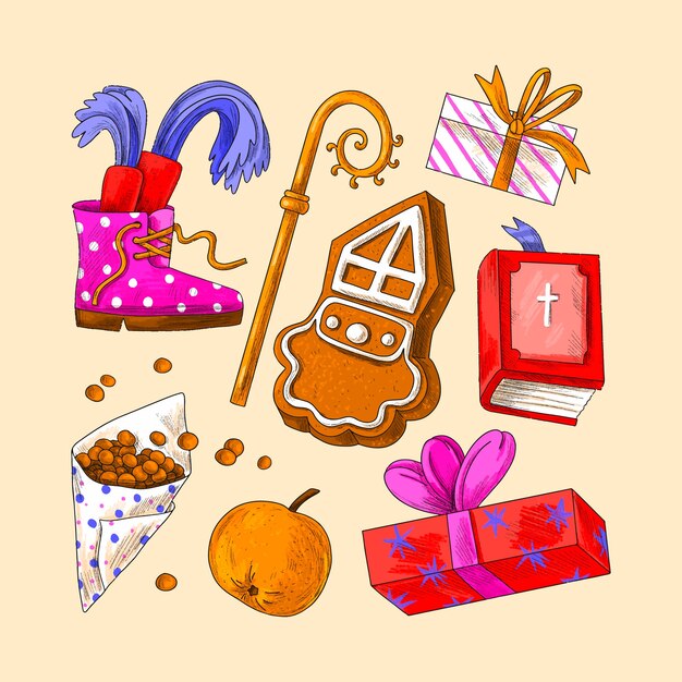 Pegatina dibujada a mano para las vacaciones de sinterklaas.